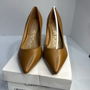 Calvin Klein Brady Pump Heels Pointed Toe Medium Natural Leather Women's sz 5 M